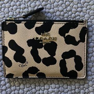 Coach Black and Tan Animal Print Card Holder
